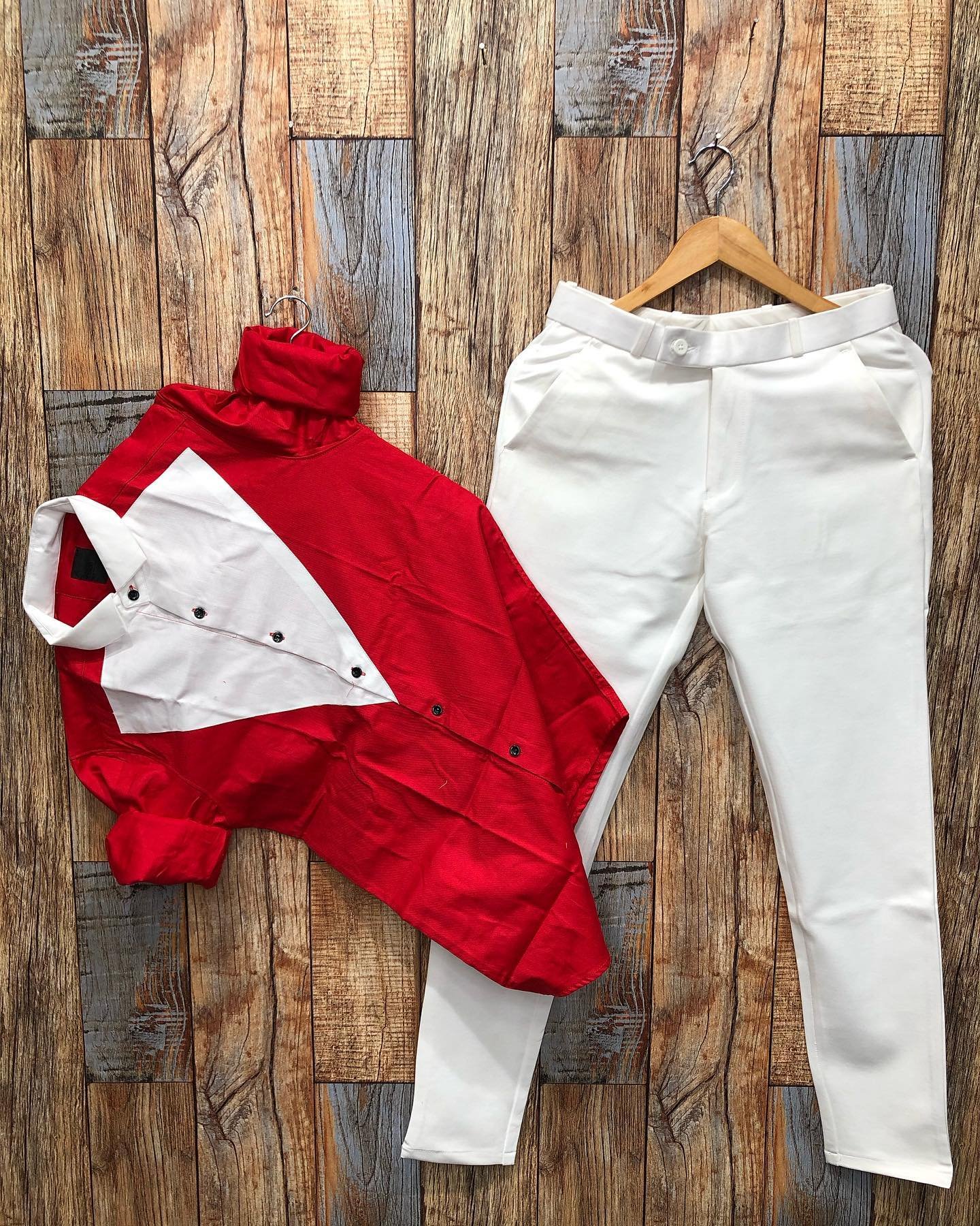 Designer Red Shirt and White Pants  Shoplyguys