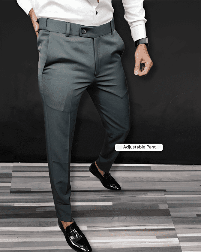 Dark Grey Adjustable Belt Pant