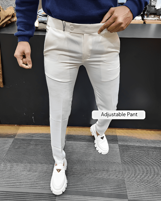 Adjustable Belt Pant White
