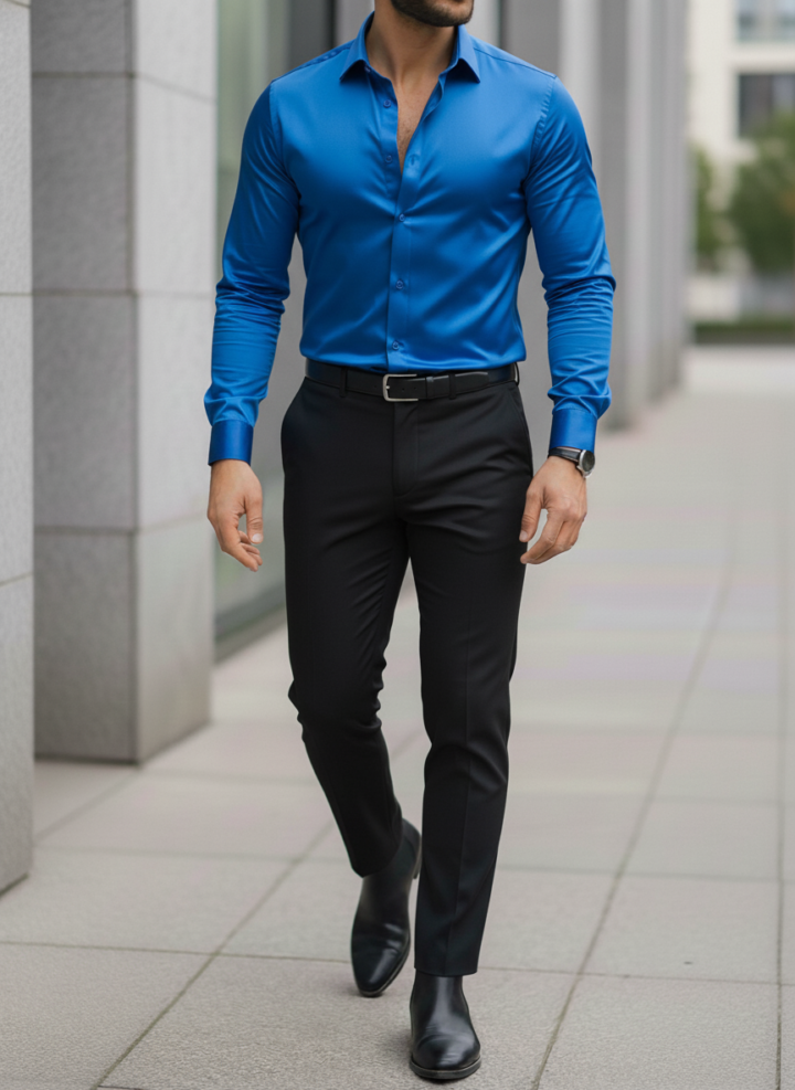 Blue Shirt And Black Pant