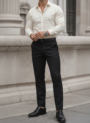 Cream Shirt and Black Pant