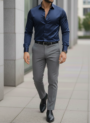 Dark Blue And Grey Pant Combo