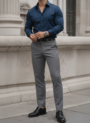 Dark Blue Shirt and Grey Pant Combo