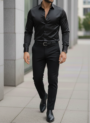 Party Wear Shirt Black and 4 Way Lycra Pant