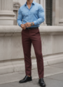 Sky Blue Shirt and Burgundy Pant