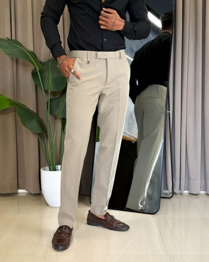 Popcorn-Ankle-Fit-Beige-Trouser