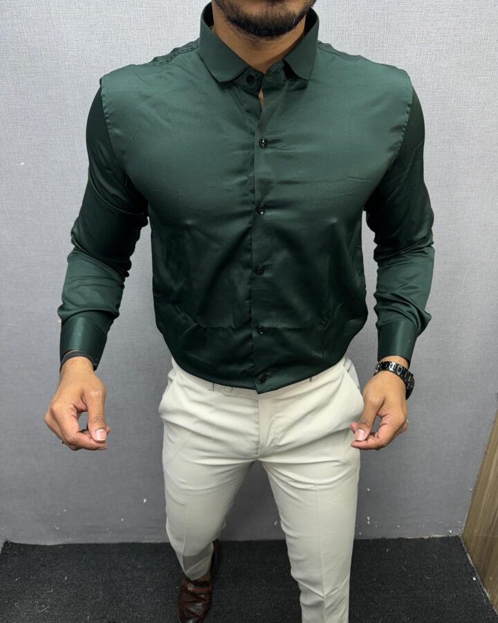 Plain Satin Shirt Green
