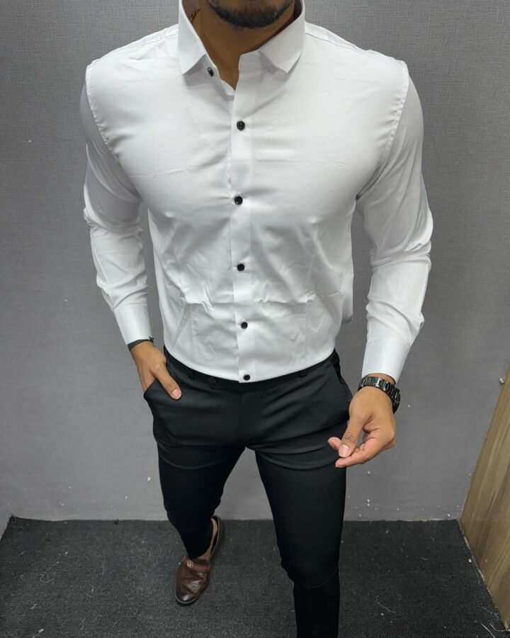 Plain Satin Shirt White