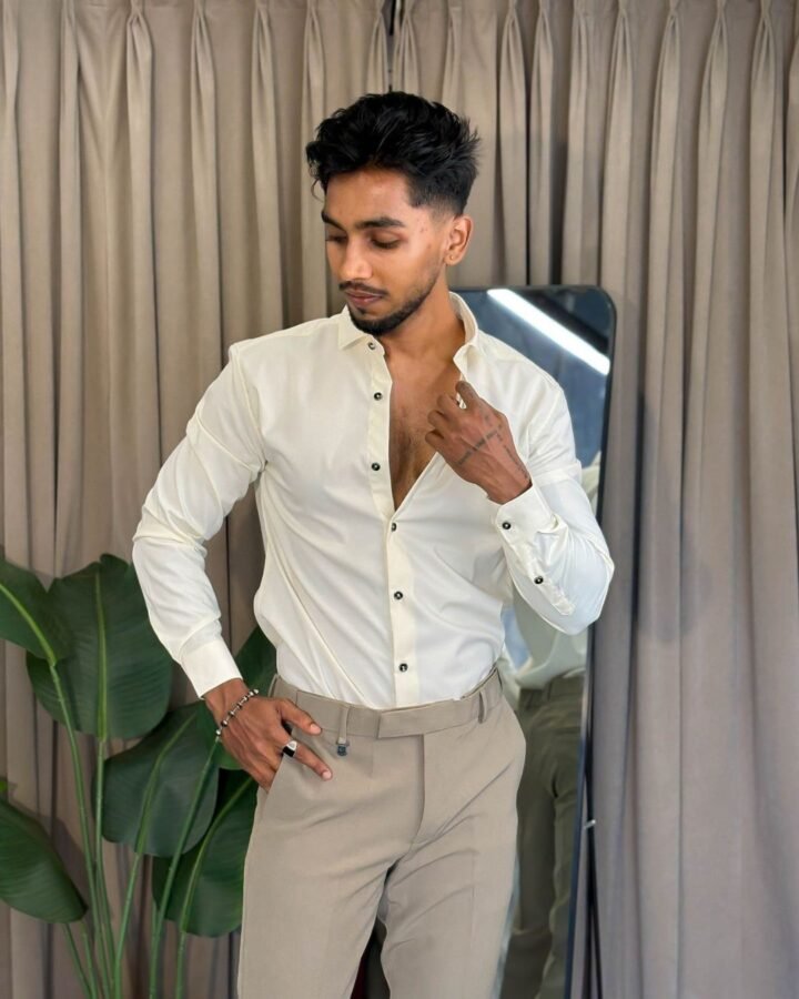 Off White Shirt And Beige Trouser