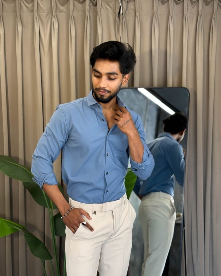 Sky Blue Shirt And White Trouser
