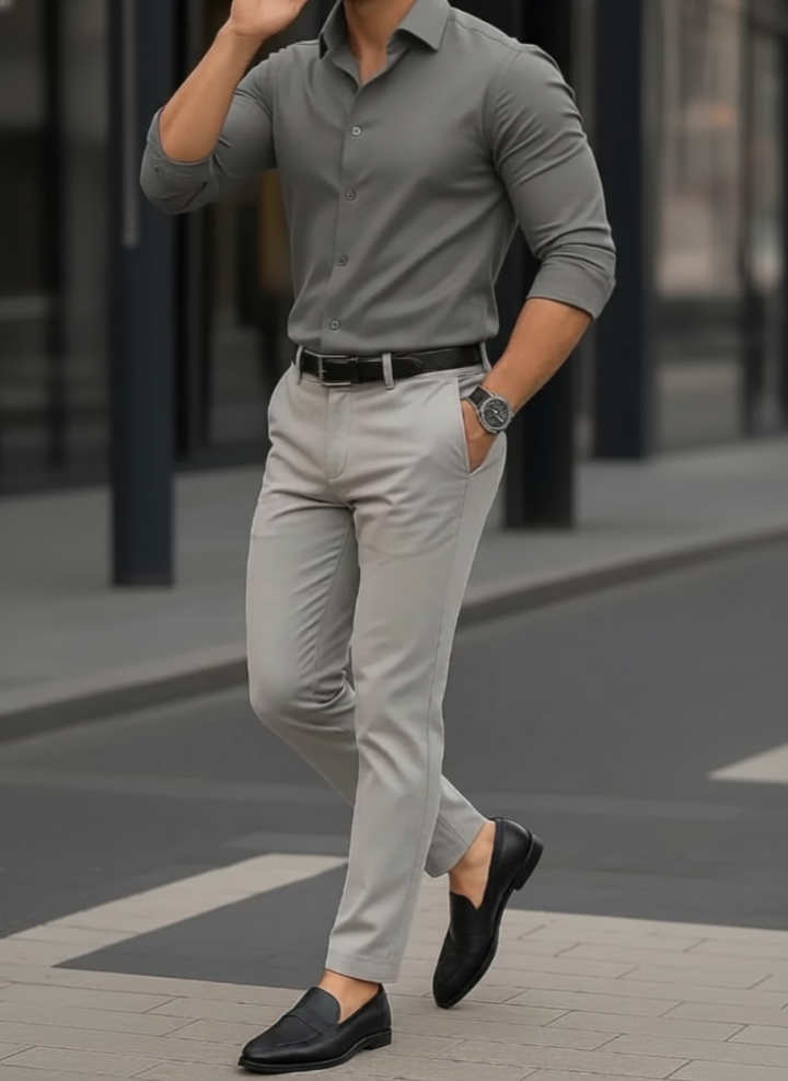 Grey Shirt And Grey Trouser