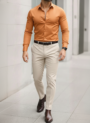 Orange Shirt And Cream Trouser