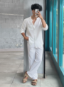 White Linen Shirt & White Linen Relaxed Fit Pant