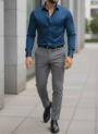 Ocean Blue shirt & Grey Trouser