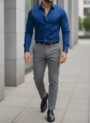 Royal Blue shirt & Grey Trouser