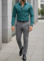 Teal shirt & Grey Trouser