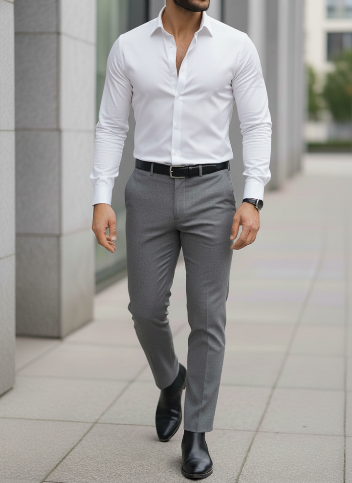 White shirt & Grey Trouser