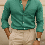 Aquamarine Green Pure Linen Shirt