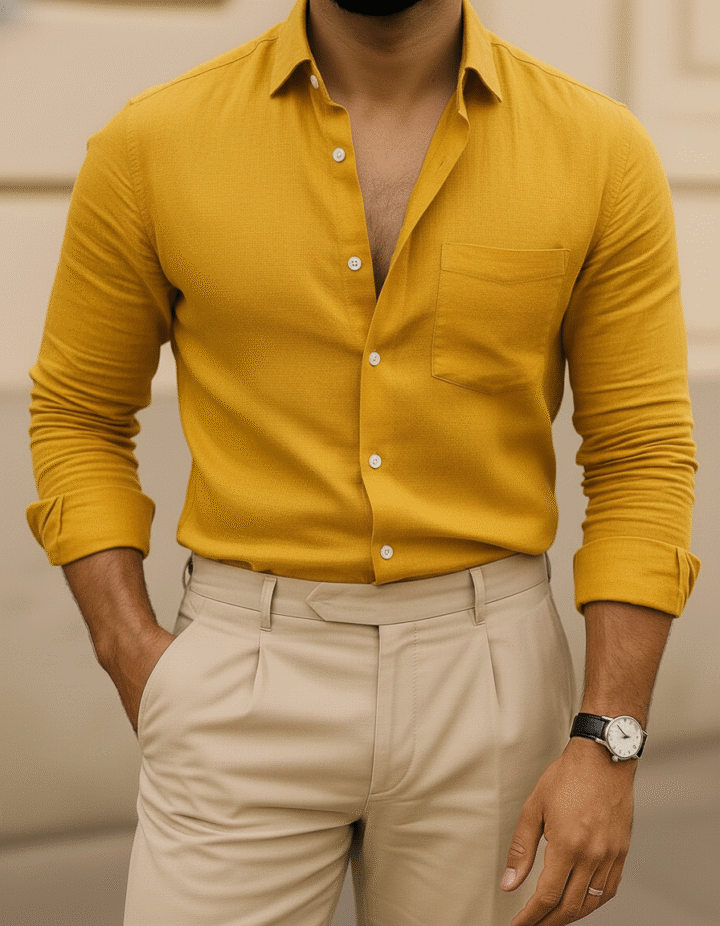 Yellow Pure Linen Shirt